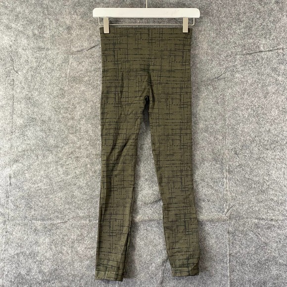 SPANX Leggings Medium Olive Green Crosshatch Seamless Crop High Rise Shapewear - Picture 2 of 12